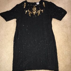Beaded black cocktail dress
